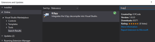 Install ILSpy Extension in Visual Studio
